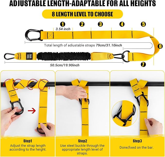 Pull Up Assistance Bands, 4 Adjustable Heavy Duty Resistance Bands for Pull Up Bar, Pull Up Assist Bands with Fabric Feet/Knee Rest for Home Gym Fitness Exercise Strength Training(70-280lbs)