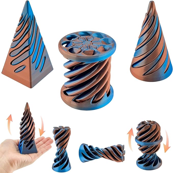 3 Packs Impossible Cone,Spiral Cone Fidget Toy Impossible Pyramid Passthrough Toy,3D Printed Spiral Cone Fidget Toy,Mini Vortex Thread Illusion Desktop Deco Souvenir Gift for Anxiety Relaxing
