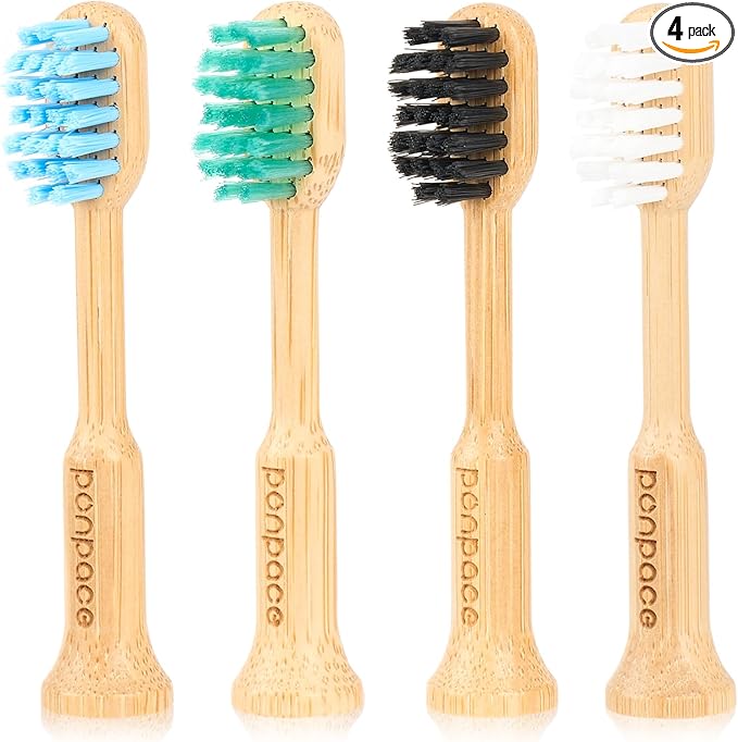 Bamboo Toothbrush Heads Compatible with Gleem, Soft Castor-Oil Bristles, Biodegradable Toothbrush Replacement Heads, Eco-Friendly & Daily Cleaning