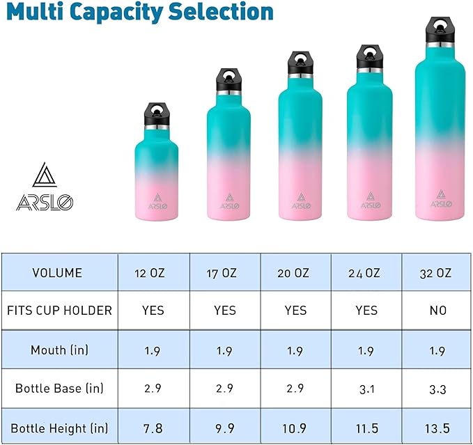 Stainless Steel Double Wall Water Bottles, Vacuum Insulated Bottle With Straw Lid, Insulated Water Bottle Keeps Water Cold for 24 Hours, Hot for 12 Hours, Hiking, Sports