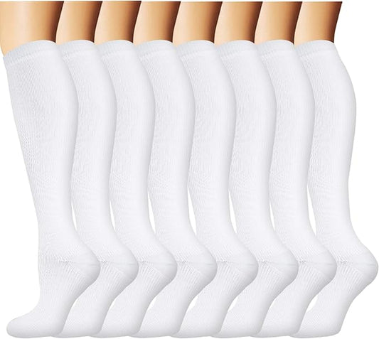 Graduated Copper Compression Socks for Men & Women Circulation 8 Pairs 15-20mmHg - Best for Running Athletic Cycling
