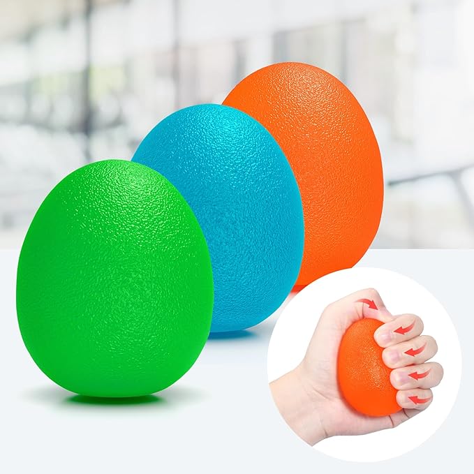Peradix Hand Grip Strength Trainer, Stress Relief Ball, Wrist Rehab Therapy Hand Grip Equipment Ball Squishy Tools - Set of 3 Finger Resistance Exercise Squeezer