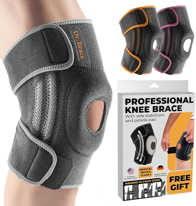 DR. BRACE ELITE Knee Brace with Side Stabilizers & Patella Gel Pads for Maximum Knee Pain Support and fast recovery for men and women-Please Check How To Size Video (Moon, Medium)