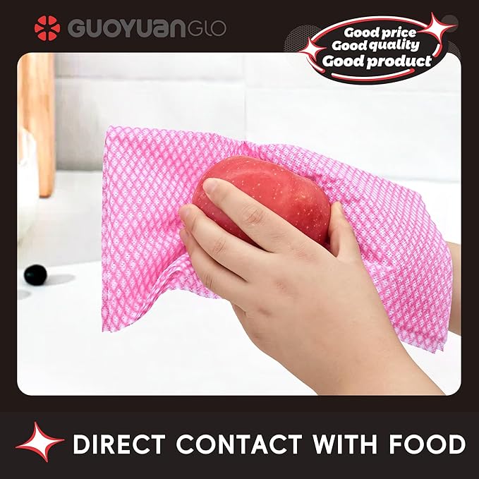 GUYUANGLO Foodservice Cleaning Towel 100pack Disposable Dish Cloths Heavy Duty Foodservice Cloths 11.4x23.6inches,Red