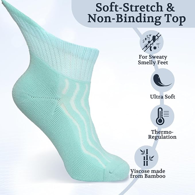 +MD Diabetic Socks for Men Women 6 Pairs,Non-Binding Top Extra Wide Ankle/Crew Socks, for Edema Circulator 9-11 10-13 13-15