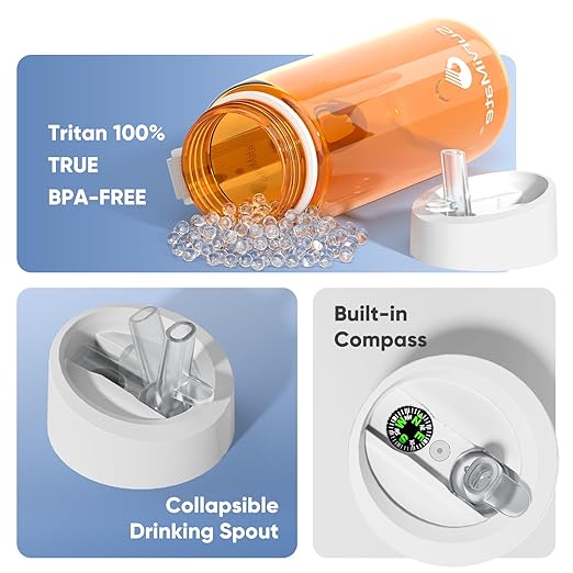 SurviMate 5-Stage 0.01μm Ultra-Filtration Filtered Water Bottle, BPA-Free Material, NSF/ANSI 42&372 Certified, Portable Water Filter Bottle for Survival, Camping, Hiking, and Emergency Use