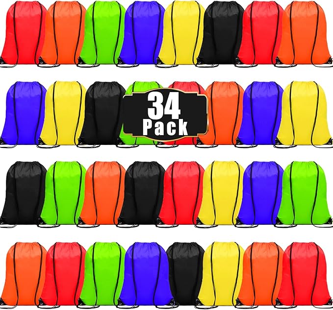 Drawstring Backpacks Bulk, 34Pcs Gym Bags, 6 Colors Gym Backpack for Men, Drawstring Bags Bulk, Draw String Back Bag Sports Backpack for School Sports and Outdoors
