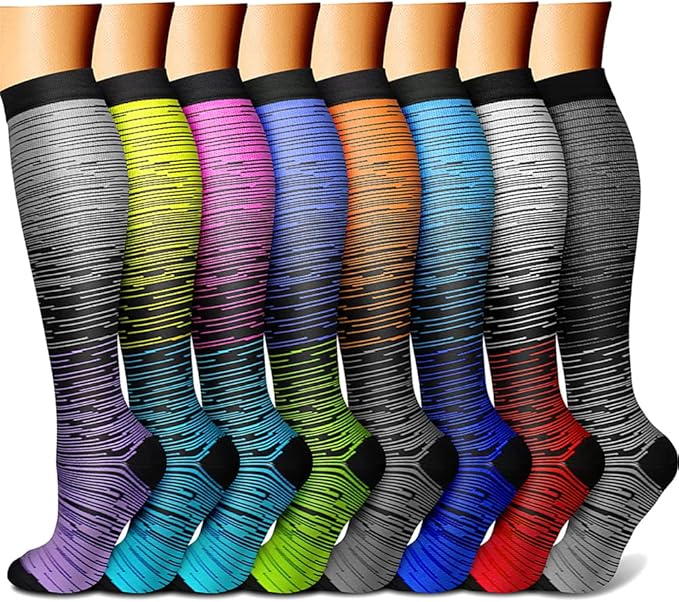 CHARMKING Compression Socks for Women & Men Circulation (8 Pairs) 15-20 mmHg is Best Support for Athletic Running,Hiking