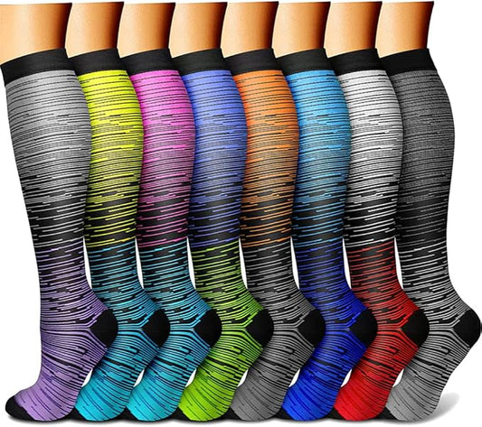 CHARMKING Compression Socks for Women & Men Circulation (8 Pairs) 15-20 mmHg is Best Support for Athletic Running,Hiking