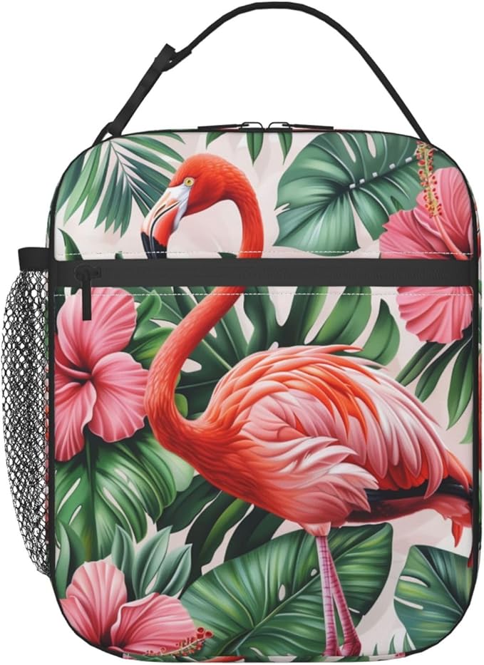 Lunch Box for Women Men,Pink Flamingo Insulated Lunch Box Reusable Portable Lunch Bag Cooler Tote Waterproof Lunch Container for Office Picnic Work Travel Hiking