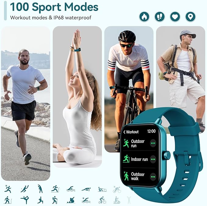 Smart Watches for Men Women Make/Answer Call, Alexa Built in, 1.8" HD Fitness Tracker with SpO2 Heart Rate/Sleep Monitor/IP68 Waterproof, Step Counter Smart Watch for iPhone/Samsung/Android