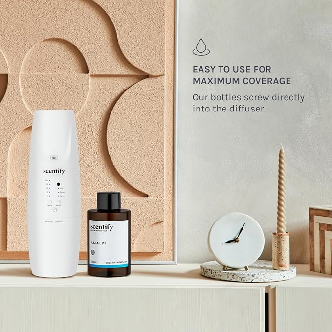 Scentify Amalfi Aroma Oil Refill Scent for Oil Diffusers - Lemon, Jasmine, Orchid, Amber, Musk Scents - Luxurious Relaxing Aromatherapy Diffuser Fragrance 100ml, 3.38 oz