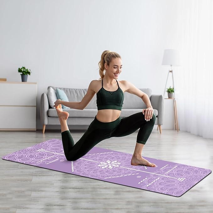 FOLAI Extra Thick Yoga Mat 6mm - Non-Slip Exercise Mat for HIIT, Pilates & Home Workouts & Workout with Free Carry Strap
