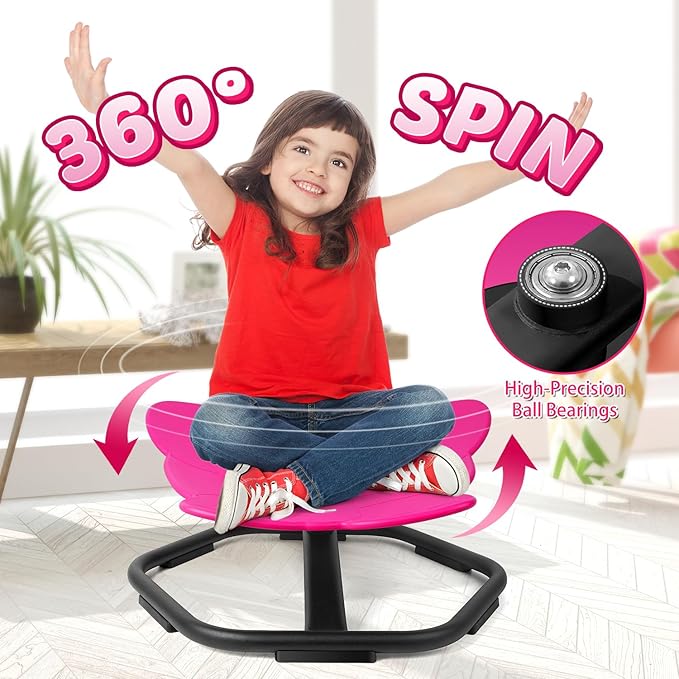 Elephant Swivel Chair for Kids, 360° Spinning Seat, Toddler Sit and Spin Wobble Chair, Sensory Balance Toys, Autism ADHD Chairs, Play Equipment Relief Motion Sickness for Boys Girls (Pink)