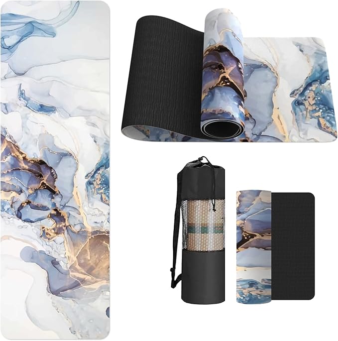 FOLAI Extra Thick Yoga Mat 6mm - Non-Slip Exercise Mat for HIIT, Pilates & Home Workouts & Workout with Free Carry Strap