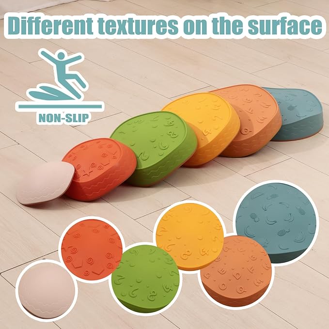 Fanboxk Stepping Stones for Kids,Non-Slip Toddlers Stepping Stones for Promoting Children's Balance Coordination Skills,Obstacle Courses Sensory Toys Outdoor or Indoor Play for Kids 3-8