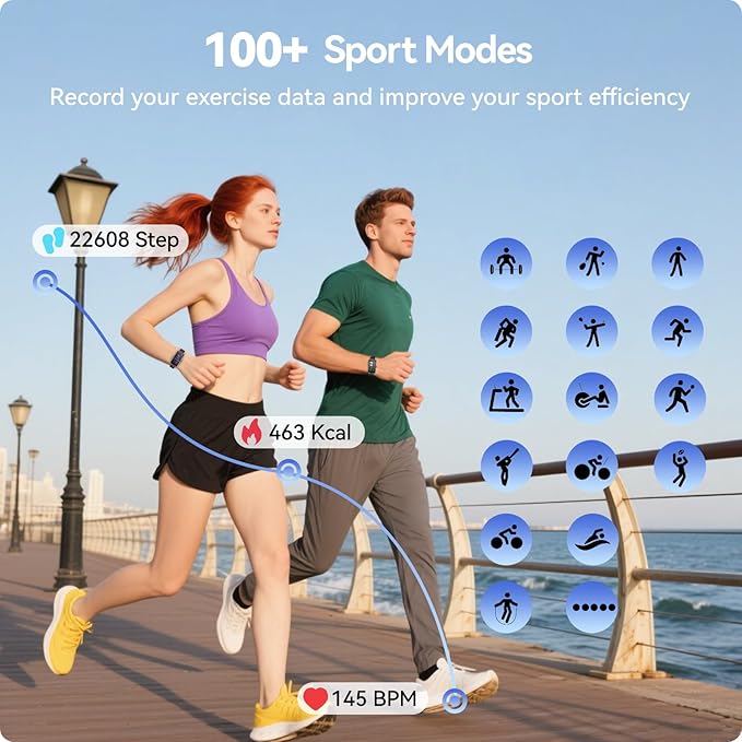 AMOLED Fitness Tracker Watch with 24/7 Heart Rate/SpO2/Sleep Monitor, IP68 Waterproof Smart Watch, Step Calorie Counter Pedometer Swimming Health Activity Trackers & SmartWatches for Men Women