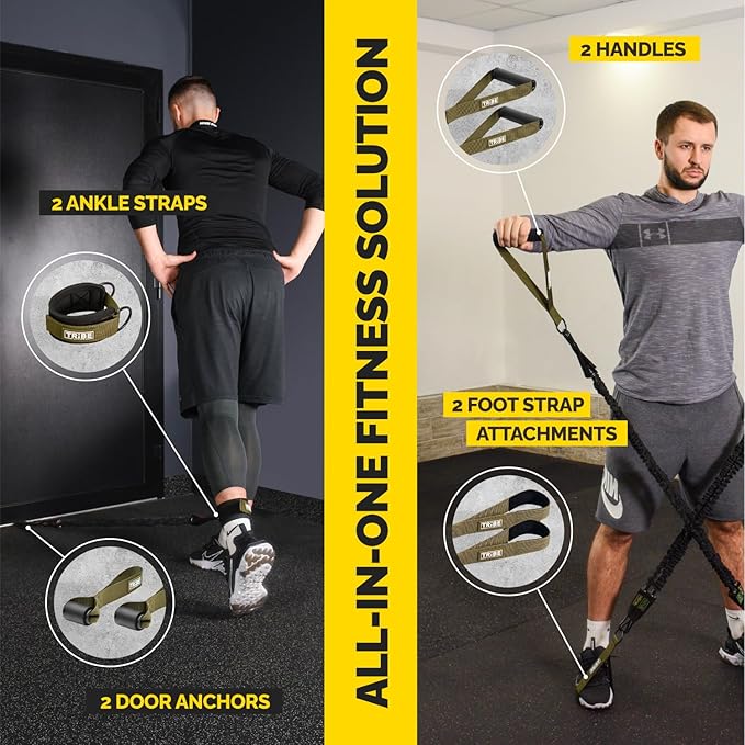 Tube Resistance Bands for Working Out Men and Women - Exercise Bands Resistance Bands Set, Resistance Band Bar, Handles, Ankle Straps, Foot Straps and Door Anchor