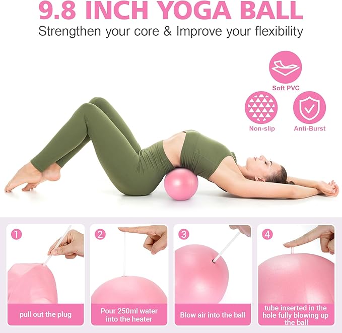 Ideal Swan Pilates Ring Essentials Kit for Women, Home Workout Equipment Set with 9.8” Ball, Resistance Bands, Accessories, Pilates Set for Legs Arms and Thighs（13 PCS）