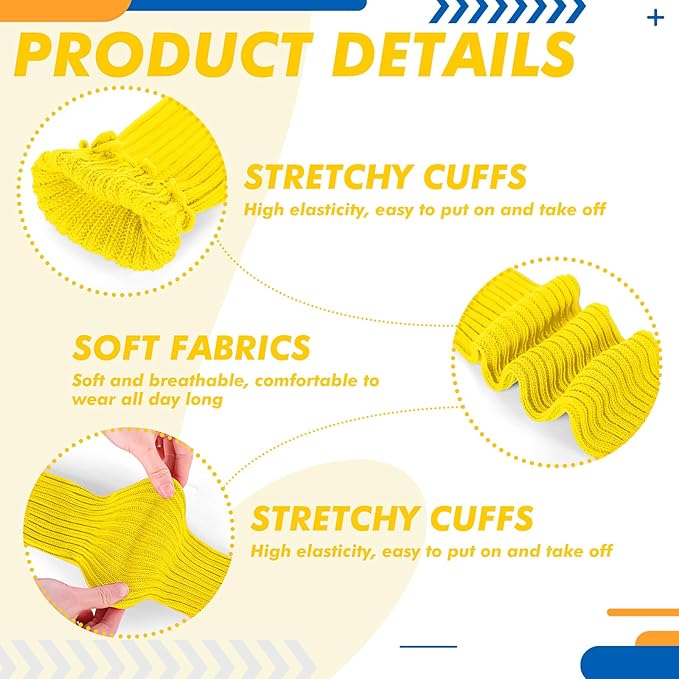 Hillban 4 Set 80s Leg Warmer Workout Set Women Men Neon Headband Rainbow Wristband Outfit Halloween 80s 90s Accessories