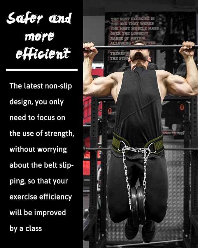 Seektop Dip Belt With Chain for Weightlifting - Neoprene Waist Belt for GYM Workout, Pull Ups, Crossfit, Weight Lifting, Squat, Training, Fitness - for Men & Women