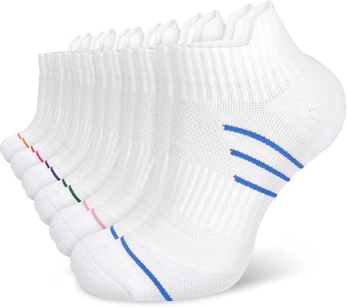 Cotton Ankle Compression Socks for Women 6 Pairs, Running Socks with Arch Support Plantar Fasciitis Athletic Sock