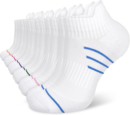 Cotton Ankle Compression Socks for Women 6 Pairs, Running Socks with Arch Support Plantar Fasciitis Athletic Sock