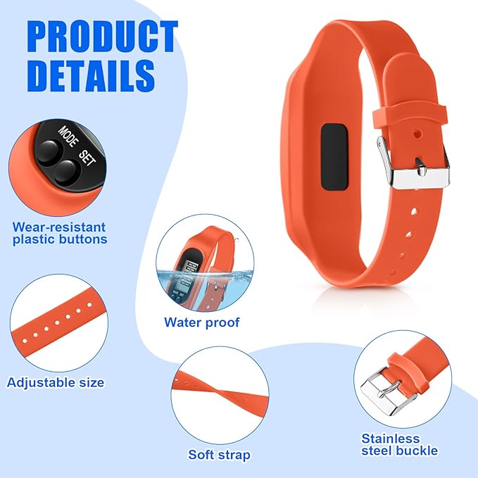 Geyoga 24 Pcs Pedometer for Walking Steps and Miles Pedometer Watch Silicone Steps Tracker Running Bracelet Ankle Step Counter for Calorie Burning and Step Counting