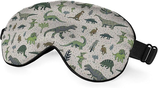 Dinosaur Eye Mask Sleeping Mask Nature Wildlife Animal Retro Green Sleep Masks Silky Soft Eye Cover for Women Men Shading Blindfold for Air Travel Sleeping