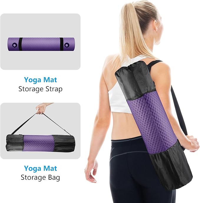 LFS Yoga Mat 72.8" x 31.5" x 2/5 inch Thick With Strap and Bag, Extra Wide Workout Mat for Women and Men, Non Slip Exercise Mat for Home Outdoor Yoga, Pilates, Stretching, Floor & Fitness Workouts