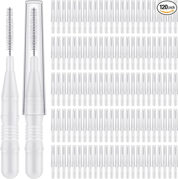 120 Pieces Braces Dental Brush Flosser for Cleaner Interdental Brushes Between Teeth with Soft Bristles 360° Bendable Toothpick Dental Tooth Flossing Oral Dental Hygiene
