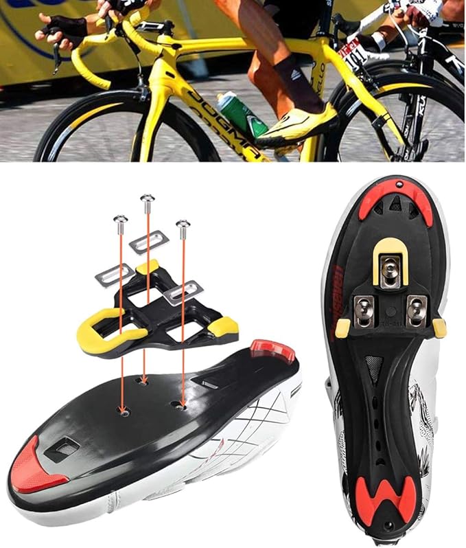 Bike Pedals Road Bike Pedals Ultralight Pedals Compatible with Shimano SPD-SL + Cleat Set + Cleat Covers, 3 in 1