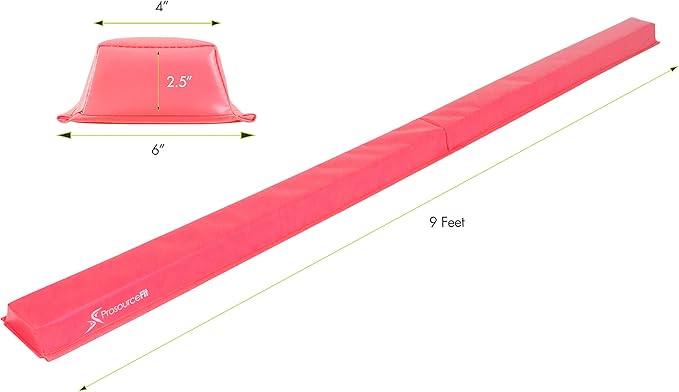 ProsourceFit Gymnastics Balance Beam for Kids, 9ft Long Firm Folding Floor Beam with Non-Slip 4-inch Wide Surface for Safe Gymnastics Practice at Home or Gym