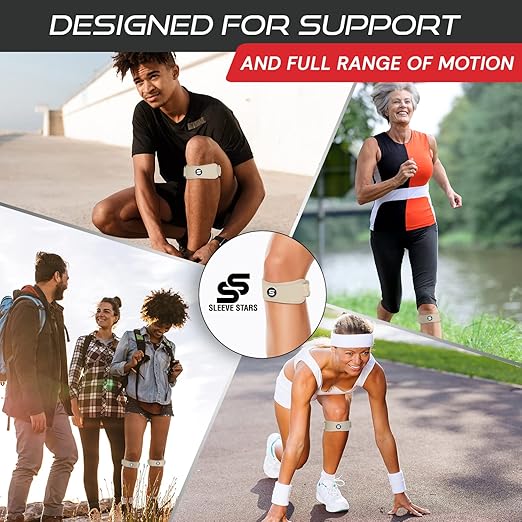 Sleeve Stars Swedish Brand Patellar Tendon Support Strap for Women & Men Effective Osgood Schlatter Knee Brace Youth & Kids Knee Brace with 3 Adjustable Length fits 12"-24" (Single/Beige/Adult)