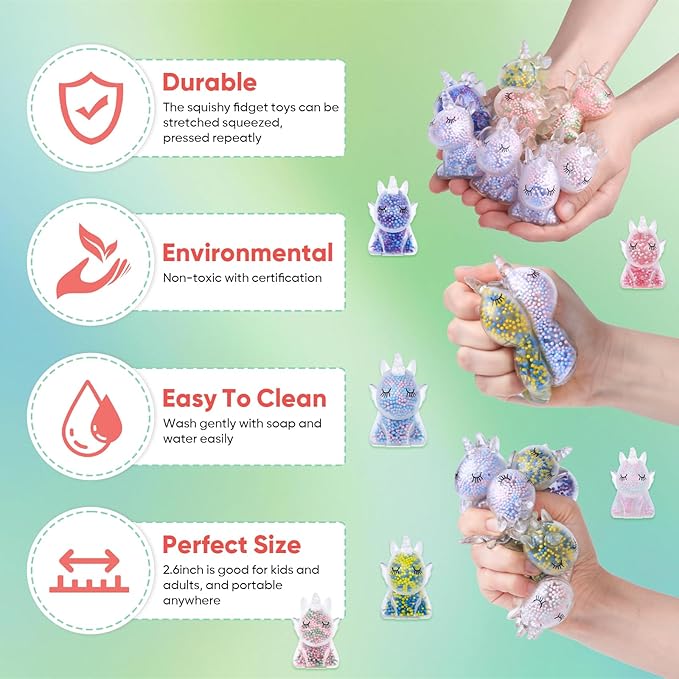 12 Pack Fidget Stress Balls for Kids Adults, Stress Relief Stress Ball, Bulk Squishy Squeeze Ball Set and Birthday Party Favors