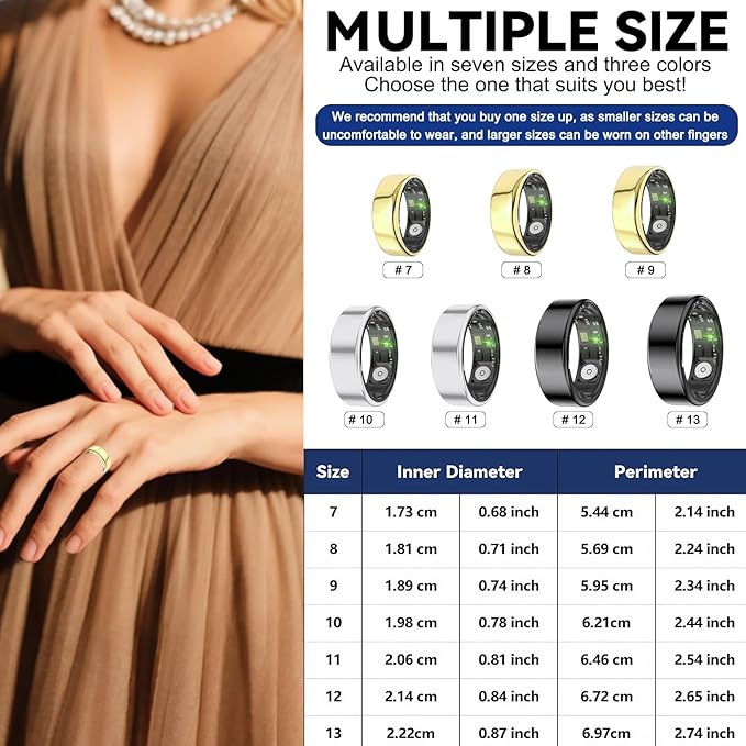 Smart Rings for Women Men,Fitness Tracker Ring,Heart Rate,Blood Oxygen,Blood Pressure,Step Tracker,Sleep Monitoring,No Subscription Fee,IP68 Waterproof Smart Ring for iphone&Android(Silver 8)