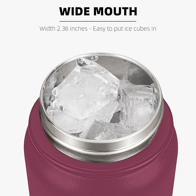 Fanhaw 32 Oz Stainless Steel Insulated Sports Water Bottles with Straw for Kids, Men and Women (Red Black)