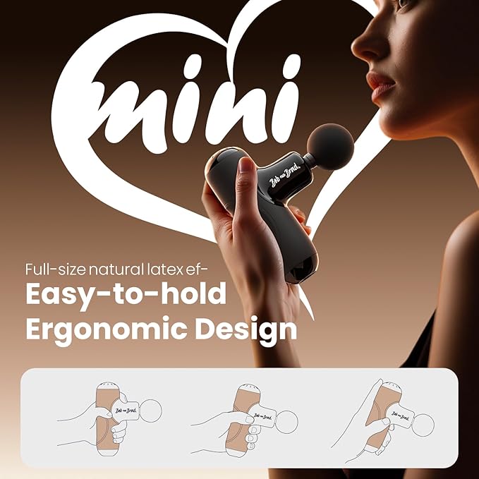 BOB AND BRAD Q2 Mini Massage Gun, Pocket-Sized Deep Tissue Massager Gun, Portable Percussion Muscle Massager Gun, Ultra Small & Quiet Muscle Massage Gun with Carry Case, Home Gym Travel, Black