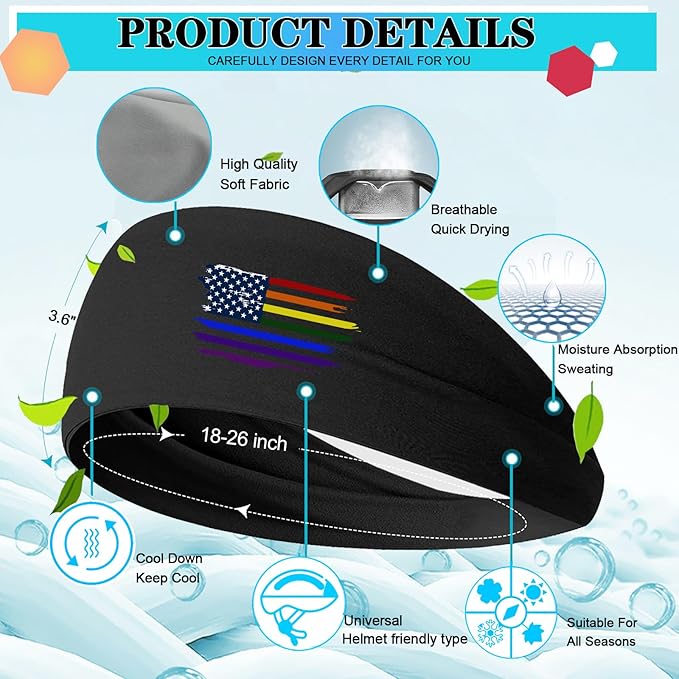 Sports Headbands for Men Sweatbands Sweat Bands Headbands Men 3pcs Workout Cooling Head Bands for Running Hairband for Tennis Football Gym Yoga