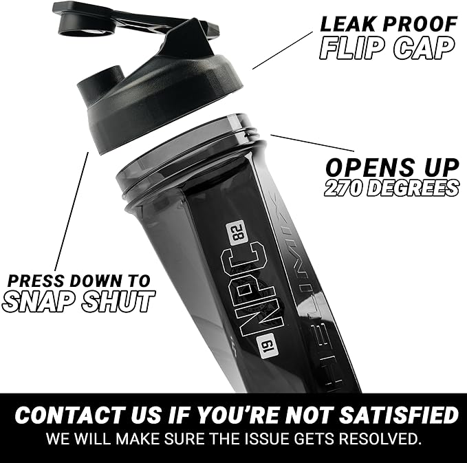 HELIMIX 2.0 NPC Officially Licensed Vortex Blender Shaker Bottle Holds upto 28oz | No Blending Ball or Whisk | USA Made | Portable Pre Workout Whey Protein Drink Shaker Cup | Mixes Smoothies Shakes