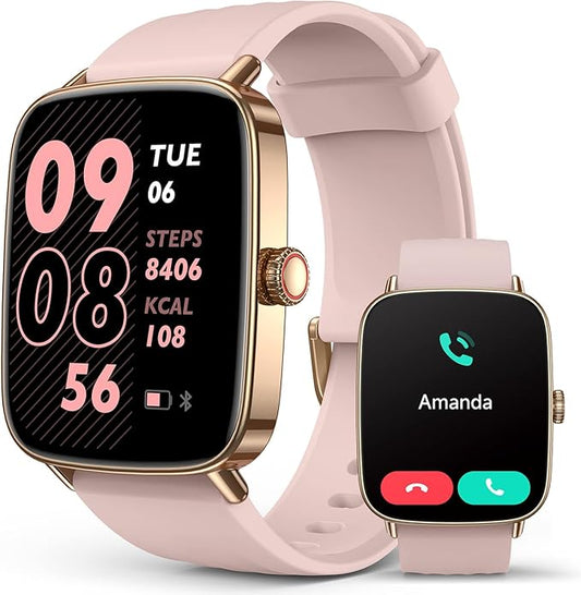 2025 Smart Watches for Women, 1.85" AI Voice Smartwatch, 24/7 Heart Rate Monitor, Stress/SpO2/Sleep Tracker, IP68 Waterproof, Weather, 100+ Sports Fitness Tracker for Android iOS Pink