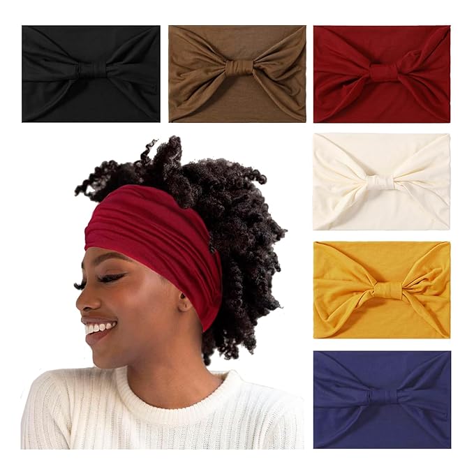Artilady 7'' Wide Headbands for Women Elastic Head bands Non Slip Soft Stretchy Extra Large Boho Turban Headwraps Sport Workout Running Hair Accessories for Girls
