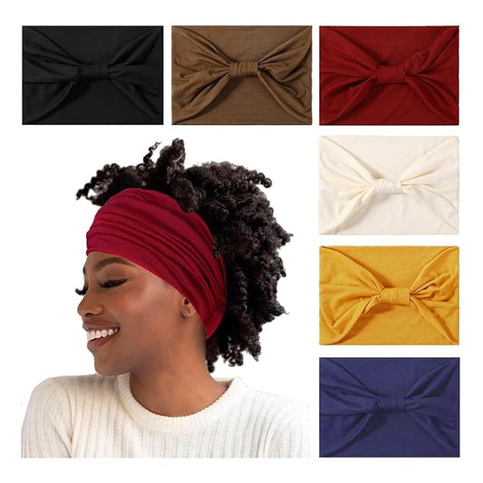 Artilady 7'' Wide Headbands for Women Elastic Head bands Non Slip Soft Stretchy Extra Large Boho Turban Headwraps Sport Workout Running Hair Accessories for Girls