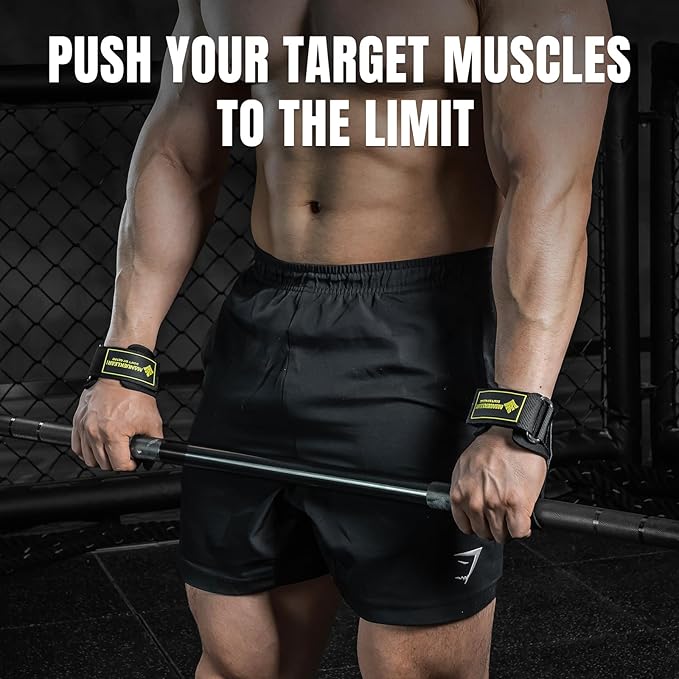 MANUEKLEAR Gym Straps Weight Lifting, Double Leather Lifting Straps for Men Deadlift with Cushion Wrist Loop, Gym Lifting Wrist Wraps for Weightlifting