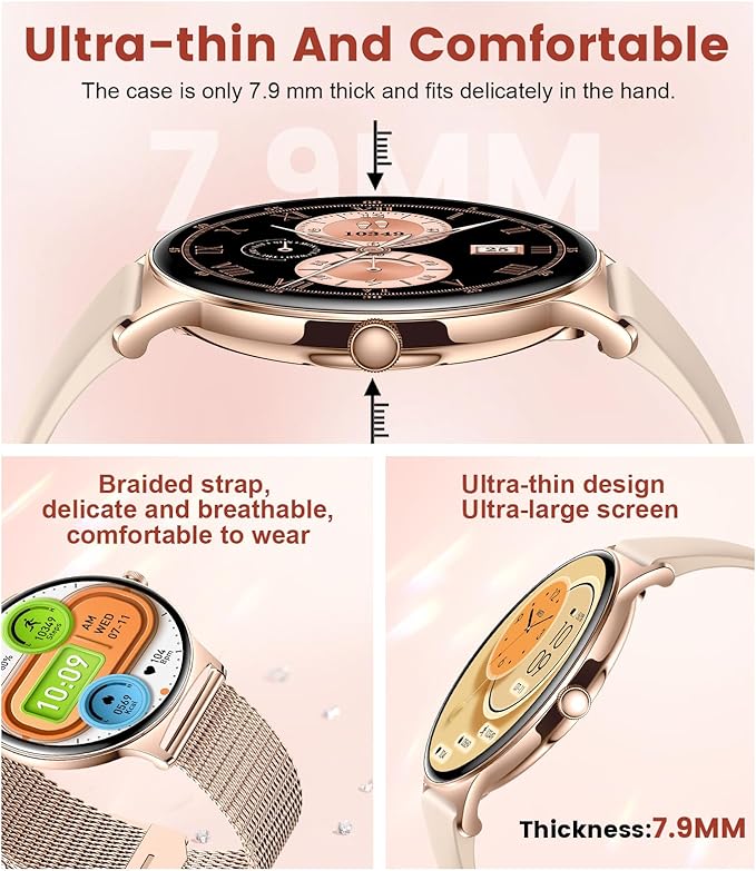 LIGE Smart Watch for Women(Dial/Answer Calls), 1.43" AMOLED HD Display, 100+ Sports Modes Fitness Tracker Watch, 5ATM Waterproof/IP68/Sleep Smartwatch Womens, Ladies Smart Watches for iOS Android