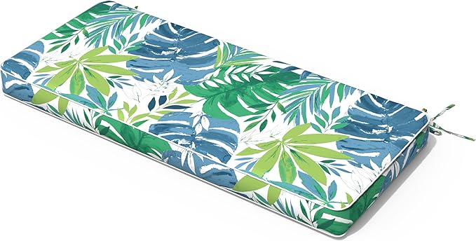 Outdoor Bench Cushion, Patio Furniture Cushion 42 x 18 x 3 Inch, Water Resistant Garden Sofa Swing Pad Settee Loveseat Couch Replacement Cushion, 1 Pack, Islamorada Blue Green