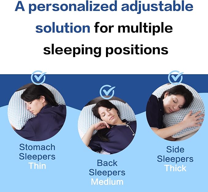 EASELAND Firm Pillow Shredded Memory Foam(Adjustable Loft), Cooling Breathable for Sleeping Standard Size 2 Pack