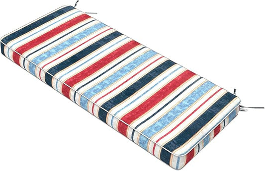 Outdoor Bench Cushion 45x18x3 Inch, Bench Furniture Cushion for Loveseat Sofa Couch Bench Garden Porch Glider, Stripe Red Blue
