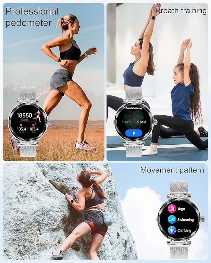Smart Watches for Women(Answer/Make Call), 1.19" AMOED Smartwatch for Android iPhone,Fitness Tracker with 120+ Sport Modes, IP68 Waterproof, Heart Rate/Sleep/Spo2 Monitor, Activity Tracker Silver