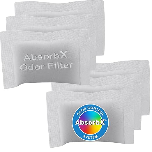 iTouchless 6-Pack AbsorbX Odor Filter, Eliminates Trash Smells, All Natural Activated Carbon, Biodegradable, for 8 Gallon and Larger Waste Bins with Deodorizer Compartment